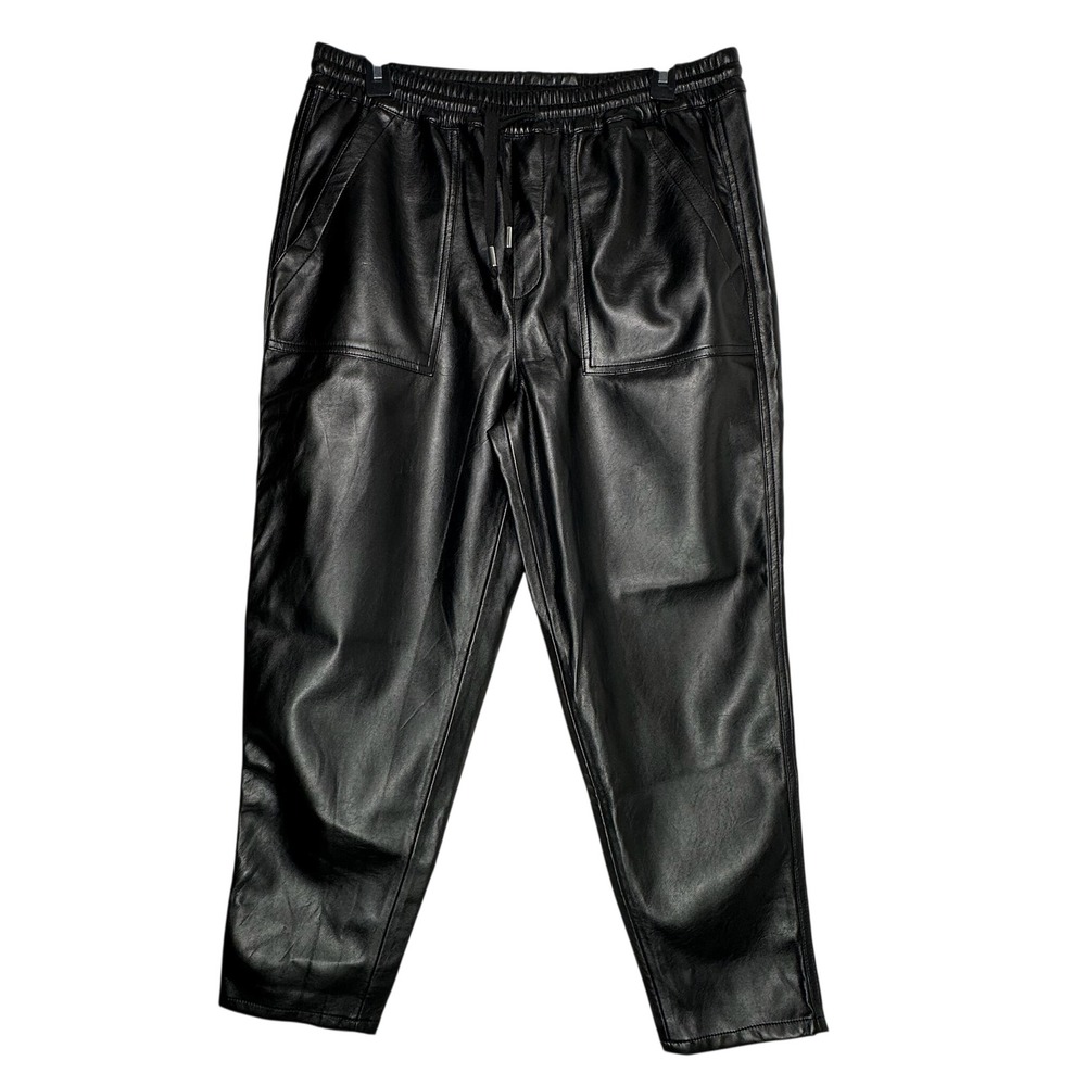 BLANKNYC Faux Leather Jogger Pants Black Drawstring Vegan Leather Size 30